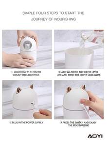 AOYI Cute Cat USB Humidifier Desktop Mist Maker + Data Cable