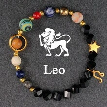 Twelve Constellations Bracelet Asymmetrical Cut Natural Stone Eight Planets Beaded Bangle Women Fashion Jewelry Couple Friendship Accessories Gifts For Loved And Friends