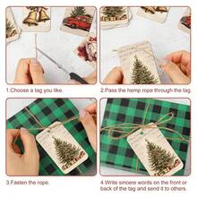 50 قطعة من علامات الهدايا الفاخرة للعيد المجيد مع حبل الكتان - ملصقات عطلة لتغليف الهدايا، أكياس الحلوى، ديكورات الحفلات - علامات هدايا معلقة، إكسسوارات عيد الميلاد، ديكورات عيد الميلاد، بيجامات عيد الميلاد، هدايا عيد الميلاد، ديكور عيد الميلاد