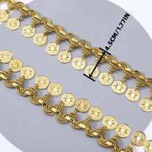 Dây tua rua vàng 4.5cm, 2 thước Anh, kiểu hình mặt trời, ren hình đồng xu, dùng cho váy cưới, tiệc tùng, khiêu vũ, may vá thủ công, trang phục biểu diễn, vải đính kim sa, tua rua. - nhiều màu - Xem 3