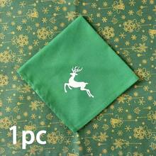 1pc/6pcs Christmas & New Year Party Decor Napkins, Snowflake, Reindeer, Christmas Tree Printed & Solid Color Fabric Placemats, Coasters, Tea Towels