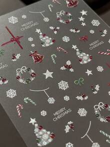 1 Foglio di Adesivi per Unghie Natalizi, Albero di Natale Aurora, Campana di Natale, Bastoncino di Zucchero, Realizzati in Gel, Decorazioni Natalizie 3D in Rilievo, Adesivi per arte di unghie Autoadesivi, Adatti per Manicure Fai-da-Te di Dita di Mani e Piedi di Donne e Ragazze, Regalo Natalizio