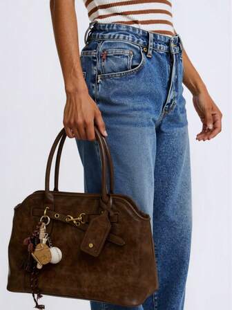 复古通勤女士手提包，高品质大容量女士手提包，适合外出、通勤、购物、旅行、聚会（不含配件）