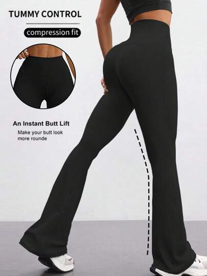 فتحة الساق المنفرجة، خياطة تعزز الأرداف، رفع وتشكيل الأرداف بشكل طبيعي، تصميم متعدد الاستخدامات، مناسب للتمارين والارتداء اليومي، ملابس رياضية كاجوال مُلائمة للشكل، بنطلون ضيق بخصر عالي للنساء مع تحكم في البطن وتأثير رفع الأرداف