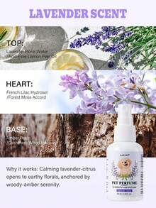 PETSIN 宠物香水（适用于狗和猫）- 2.03 液体盎司 | 5 种持久留香 | 兽医认可配方 | 甜莓、薰衣草和香草椰子