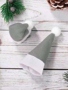 10/20 pièces Chapeaux de Noël mini gris/rouges, set de couteau et fourchette de chapeau de Noël, décoration de table de fête, décoration de centre de table à dîner