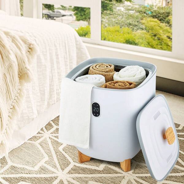 25L Large Towel Warmer Bucket,Towel Warmer With LED Screen & Bottom Heating Columns, Smart Towel Warmers With Adujustable Timer For Bathroom, Bathrobe, Blanket & Pajama, Auto Shut Off, White