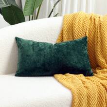 1pc Embossed Velvet Cushion Cover, Dark Green - Dark Green - View 4
