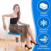 Gel Seat Cushion For Long Sitting Super Large And Thick Soft And Breathable Gel Cushion For Wheelchair Gel Chair Cushion For Hip Pain Gel Seat Cushion For Office Chair - 藍色 - 查看 3