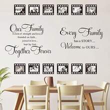 Family Wall Stickers Contains 12 Pieces Of Picture Frames Every Family Has A Story Wall Decor Our Family Is A Circle Decal For Living Room - màu đen - Xem 2