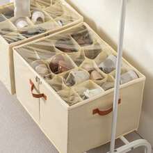 1 pièce Boîte de rangement pour chaussures sous le lit avec grille de 12/16/20 compartiments en tissu visible, organisateur de chaussures pour baskets et sandales, convient pour l'organisation de la maison - Noir - Voir 13