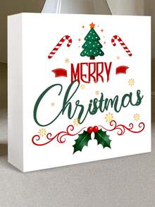 1 buc/4 buc Elemente de Crăciun și Design de Binecuvântare cu Text - Ornament de Decor Pătrat din PVC pentru Desktop, Cadouri de Crăciun, Cadouri Excelente pentru Femei, Decorare, Potrivit pentru Acasă, Raft de Cărți, Desktop, Decorare de Birou