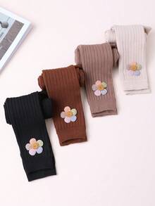 4 条女童纯色七分紧身裤，适合年轻女孩的紧身裤，适合所有季节