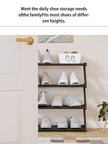 4-Layer Z-Shaped Shoe Rack, Durable Plastic Independent Storage Box, Arc-Shaped Design, Easy To Assemble Floor Rack, Suitable For Living Room Or Dormitory, Stackable And Space-Saving, Shoe Storage Box, Vertical Rack. - Multicolor - View 3