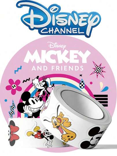 Disney 500 piezas/rollo Pegatinas DIY de Mickey y Minnie, pegatinas de dibujos animados lindos para diarios, botellas, computadoras, teléfonos, cascos, autos, motocicletas, tarjetas de felicitación, decoraciones para papá, mamá, abuelos, etiquetas de sellado, cumpleaños, Navidad, escuela, recompensa para niños, decoración