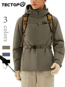 TECTOP Men's Outdoor Padded Coat, Autumn/Winter, Zipper Pockets, Waterproof, Windproof, Warm, Hooded, Soft & Comfortable