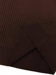 Men's Fashionable Casual Textured Solid Color Short Sleeve Knit Top - Coffee Brown - View 6