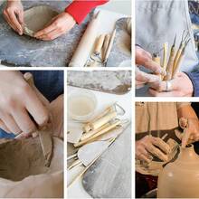 [8-teiliges professionelles Ton-Werkzeug-Set] Holz, Kunststoff, Harz Modellierset für Töpferei & Keramik - Komplettes Modellier-Werkzeug-Set mit Edelstahl-Schlaufen, Draht-Tonschneider & Detailpinseln für Künstler & Anfänger
