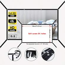 便携式投影幕布，投影专用幕布，60-72-84-100-120-150英寸可选 - 可水洗柔软幕布，无需打孔即可轻松安装，附赠挂钩，可折叠口袋式设计，方便携带，是户外露营、烧烤、泳池派对、熨烫、家庭影院的理想之选 - 加长版 - 白色 - 查看 18