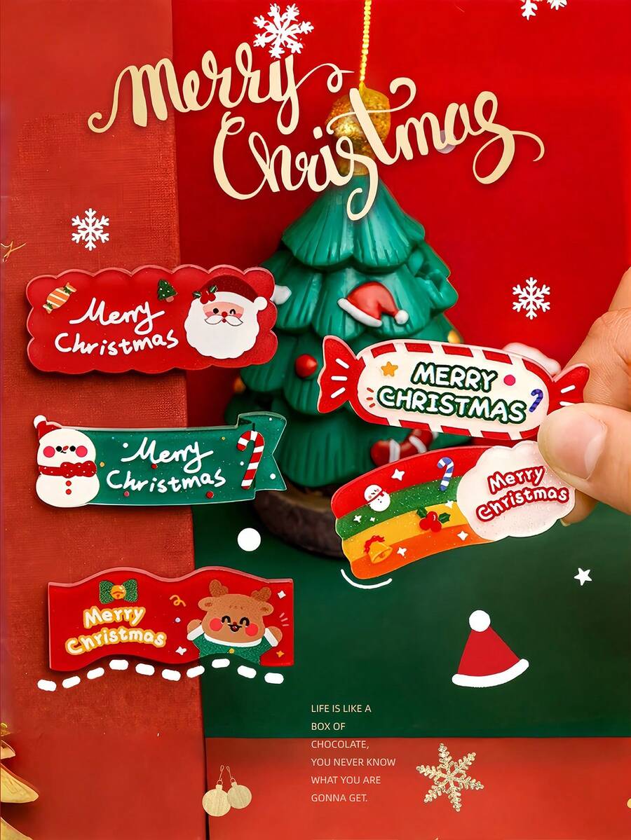 5 قطع من دبابيس شعر كيوت بشكل حلوى عيد الميلاد، تتميز بعناصر عيد الميلاد مثل بابا نويل وشجرة عيد الميلاد والرجل الثلجي والغزلان والأجراس والحلوى والفيونكات، دبابيس أكريليك كرتونية، دبابيس شعر جانبية، هدايا عيد الميلاد، أغطية رأس عيد الميلاد، ديكورات عيد الميلاد 2025، أدوات تصوير للاحتفالات، هدايا عيد الميلاد، زينة عيد الميلاد، ديكورات حفلات، عيد الميلاد للعائلات، للاستخدام خلال عيد الميلاد.