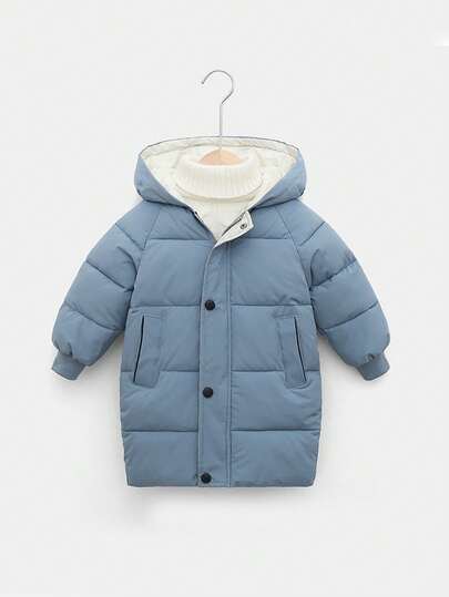 Płaszcze dziecięce i młodzieżowe, średniej długości kurtki z kapturem dla chłopców i dziewcząt, zimowe kurtki