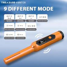 Detector de metales profesional Treasure Hunter GT130 naranja con pantalla LED de 9 modos diferentes para aventuras al aire libre, tipo puntero, IP68 impermeable, detección de 360° laterales, alimentado por batería (baterías no incluidas) - Naranja - Ver 6
