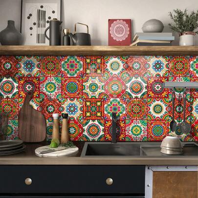 Un set de 24 piezas de papel tapiz autoadhesivo impermeable de PVC, original y colorido, con un diseño elegante hecho de material de PVC. Con un diseño de estilo europeo, adecuado para dormitorios, cocinas, decoración del hogar, etc.