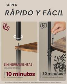 VASAGLE Montaje Súper Rápido sin Herramientas, Estantería de Almacenamiento de 6 Niveles, 23,8 x 60 x 173,4 cm, para Salón, Dormitorio, Cocina, Marrón Rústico y Negro Tinta - País marrón - Ver 3