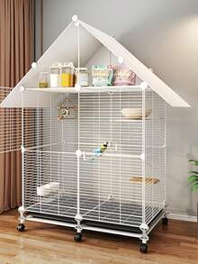 Large Bird Cage, Luxury Villa For Parrots, Macaws, Cockatoos, Finches, With Feeder And Perch