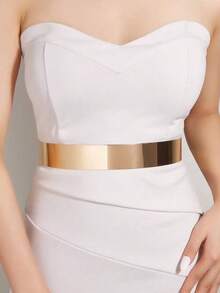 1pc Women's Metal Waist Chain, 3.5cm Solid Color Iron Plate Decorative Chain Belt, Elegant Sexy Style, Minimalist Waist Cincher, Suitable For Dresses, Skirts, Jeans, Casual Wear, Parties, Vacations, Weddings, Festivals, Gift For Friends, Family, Girlfriend, Birthday, Valentine's Day, Mother's Day