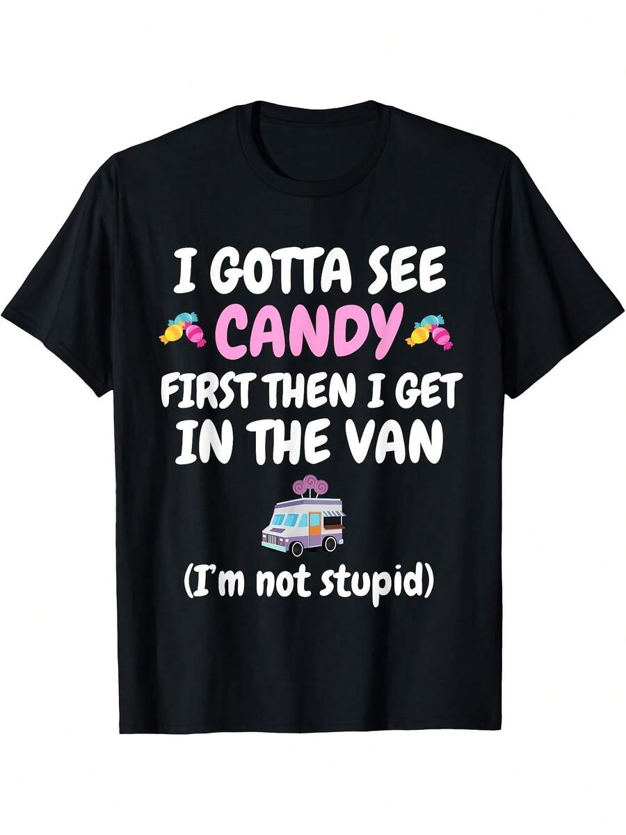 [Camiseta Divertida de Halloween] Camiseta Divertida de Halloween con la Frase "Primero Tengo que Ver los Dulces" - Negra con Texto Rosa y Blanco - Camiseta de Manga Corta de Ajuste Regular para Adultos para Fiestas de Truco y Regalo y Atuendo Casual - Camiseta Casual para Todas las Estaciones, Accesorios de Halloween, Ropa Festiva, Diseño Juguetón, Impresión por Transferencia de Calor, Gráficos Duraderos, Camiseta de Truco y Regalo, Camiseta con Eslogan Humorístico, Impresión de Alta Calidad, Compradores de Festividades - Negro - Ver 1