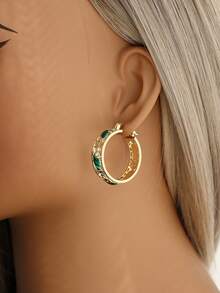 Brincos de Argola Estilo Mexicano da Virgem Maria Guadalupe para Mulheres, Banhados a Ouro Cobre Dourado, Brincos Redondos Circulares, Acessórios de Joias para Casamento, Presente