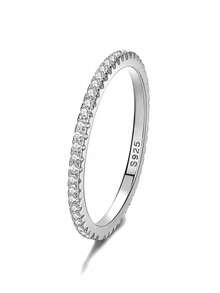 1 S925 Sterling Silver Rings Fashionable Versatile Arranged With Zirconia Multiple Sizes For Women Holiday Jewelry Proposal Gift Engagement Gift