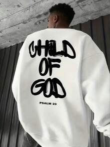 Men Casual Graphic Print Crew Neck Long Sleeve Pullover Sweatshirt, Fall