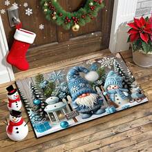 1 pièce Tapis de bain, tapis de cuisine, paillasson avec imprimé bonhomme de neige de Noël - Super doux en microfibre, convient pour la cuisine, la salle de bain, le paillasson décoratif
