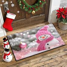 1 pièce Tapis de bain, tapis de cuisine, paillasson avec imprimé bonhomme de neige de Noël - Super doux en microfibre, convient pour la cuisine, la salle de bain, le paillasson décoratif