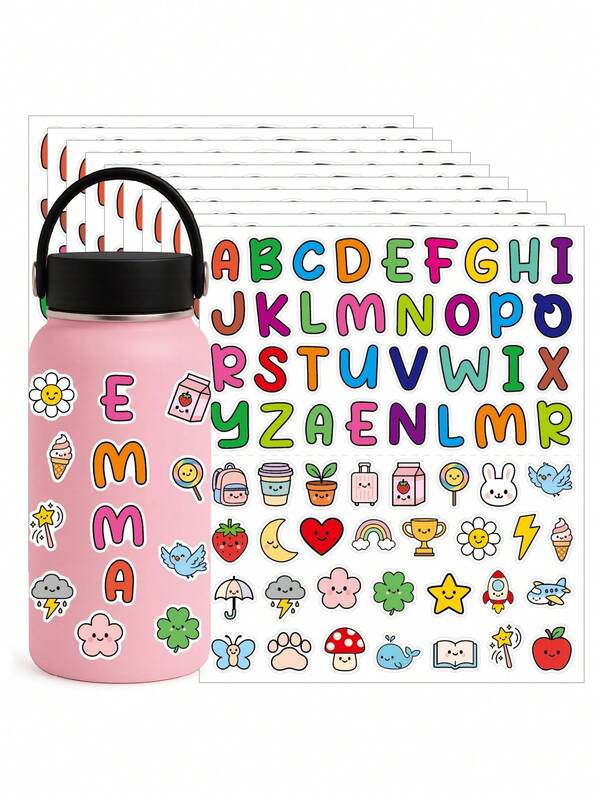 1/5/10 Stickers With Cartoonish And Cute Designs, Featuring A Non-Slip Touch Film. Suitable For Water Bottles, Lunch Boxes, Travel Cups, Lunch Boxes, Tablet Computers, Mobile Phone Cases For DIY Decoration, Handbooks' Materials Stickers, And Gift Letter Stickers.