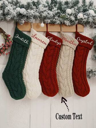 2025 Embroidered Christmas Stocking,Personalized Family Christmas Stockings,Knitted Stockings With Name,Monogram Stocking,Holiday Decor Gift