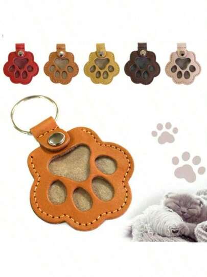 سلسلة مفاتيح لجمع شعر الحيوانات الأليفة، حقيبة تخزين إبداعية لصور بصمات أرجل الكلاب وشعر القطط/الكلاب، تذكار تخليدي