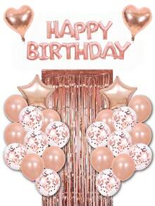 Set de 40 globos para fiesta de cumpleaños, vuelta al colegio, Día de San Valentín - Oro rosa - Ver 1