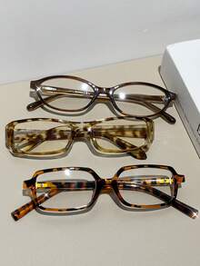 6pcs Leopard Print Plastic Multi-Color Geometric Full Frame Classic Men's And Women's Fashion Glasses Combination Fashion Glasses Frame Transparent Glasses Non Prescription Glasses, Suitable For All Face Shapes Holiday Gifts Carnival Parties Outdoor Clothing Fashion Accessories Glasses Set Gifts - trong suốt - Xem 13