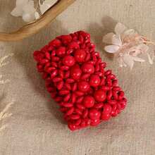 Minimalist Wooden Bangle - Red - View 6