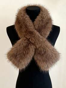 1 Stück Damen Herbst/Winter Faux Kaninchenfell umkehrbarer dicker und warmer Nackenwärmer Schal