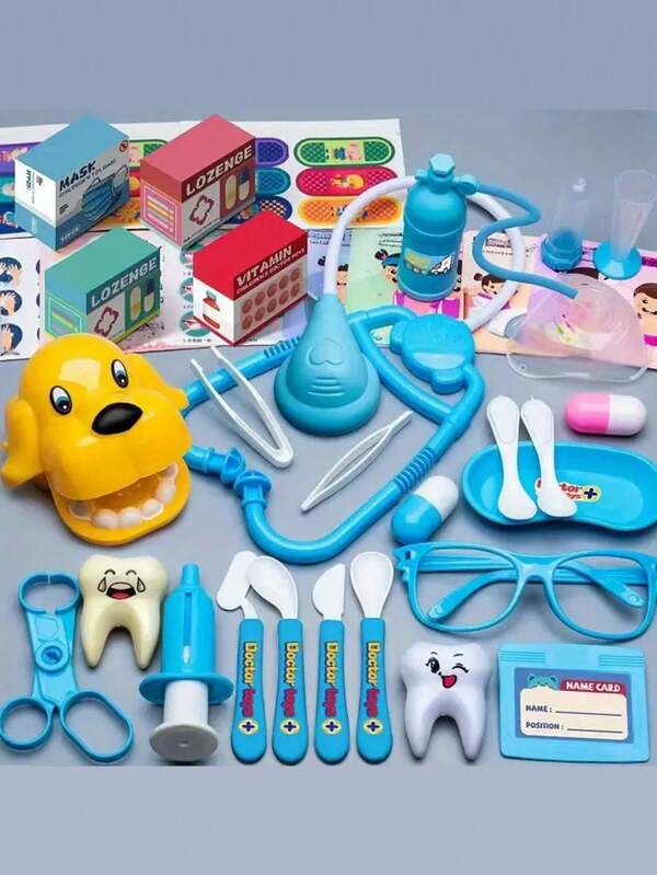 طقم لعب طبيب للأطفال أدوات طبية صندوق طبي للأولاد والبنات والأطفال الصغار للعب التظاهر بالممرضة والحقن والسماعة الطبية