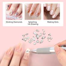 1 chiếc dụng cụ vẽ chấm móng nghệ thuật 4 trong 1, dụng cụ đa chức năng vẽ chấm/hoa/nghệ thuật móng, thích hợp cho các tiệm nail, dụng cụ vẽ móng dạng bút có vạch thước và đầu ấn, thích hợp cho việc vẽ, khắc, đính đá DIY và sử dụng trong các salon, màu bạc. - Nhiều màu - Xem 10