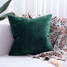 1pc Embossed Velvet Cushion Cover, Dark Green - Dark Green - View 9