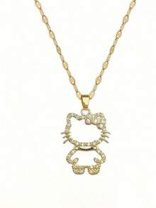 Sanrio 1件卡通人物Hello Kitty可爱镂空吊坠项链