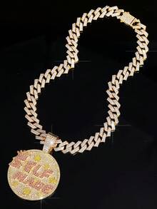 LIGHTSOME 鑽石精緻字母自製圓形獎章項鍊，圓星形設計，冰裂光芒閃爍，珠寶項鍊 - Pendant - 查看 16