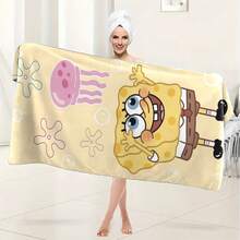 1条卡通海绵宝宝吸水浴巾，超柔软纤维毛巾，男女通用，是露营、泳池、游泳、健身房、美容院、酒店、运动、居家使用的理想之选。 - 彩色 - 查看 7