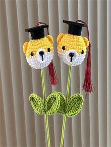 1PC Crochet Artificial Flower Doctoral Cap - Perfect For Graduation Party - Multicolor - View 7